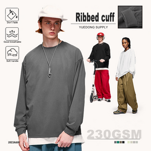 Custom 230GSM Oversized Ribbed cuff long sleeve shirt