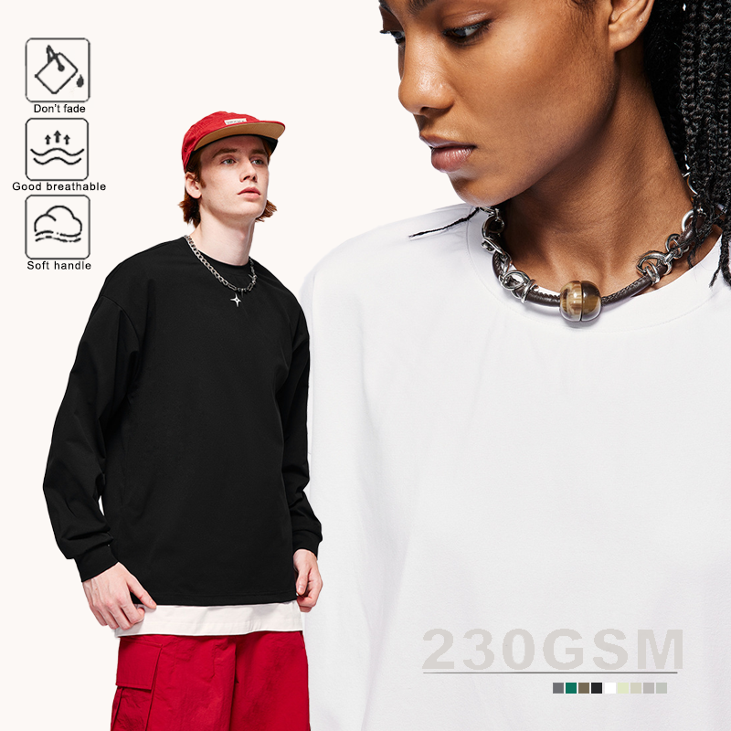 Custom 230GSM Oversized Ribbed cuff long sleeve shirt